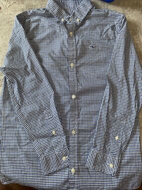 Vineyard Vines Blue and White Gingham Button-Down Shirt